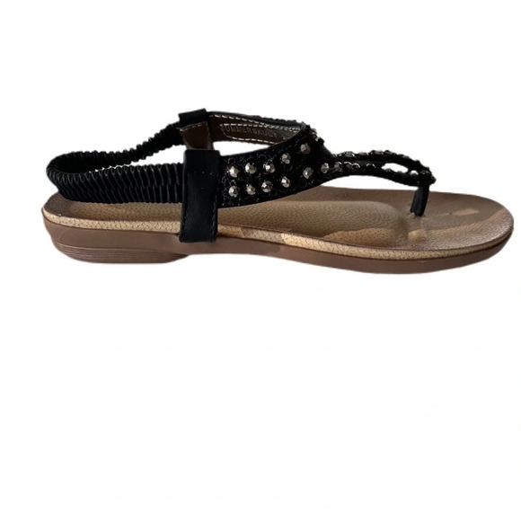 Patricia Sandals with Rhinestones.  Black sandals with rhinestones.  Excellent - Picture 4 of 7